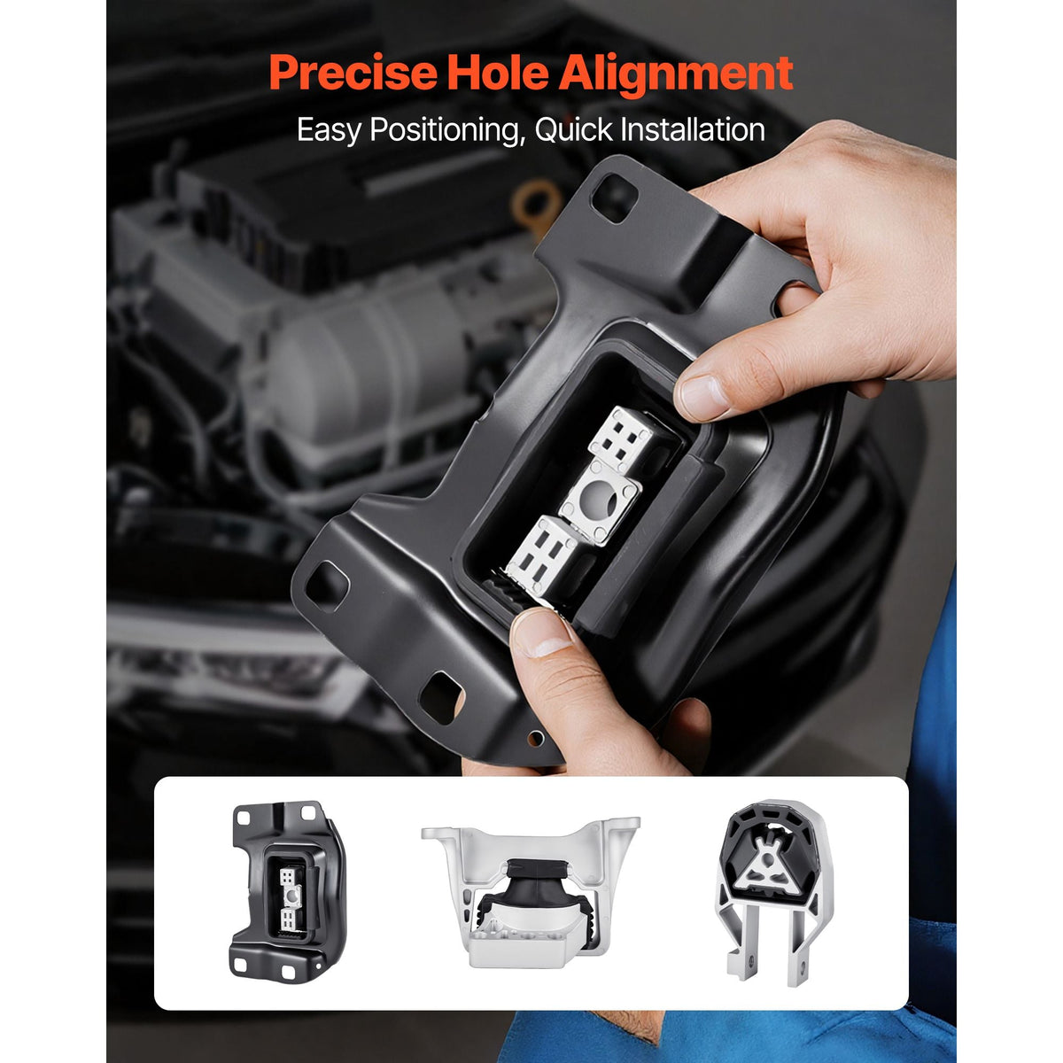 Engine and Transmission Motor Mount Kit Replacement, Set of 3, Compatible with 2013–2019 Ford Escape 2.0L L4, Replace OE# A5612, A5631, A5520, Secure Support