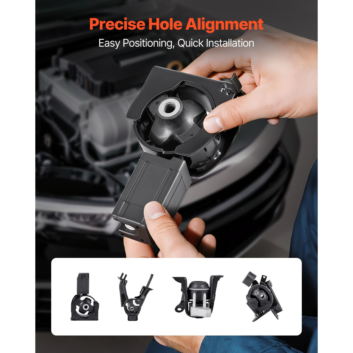 Engine and Transmission Motor Mount Kit Replacement, Set of 4, Compatible with 2003–2008 Toyota Corolla 1.8L L4, Replace OE# A4220, A4219, A4218, A4221, Secure Support