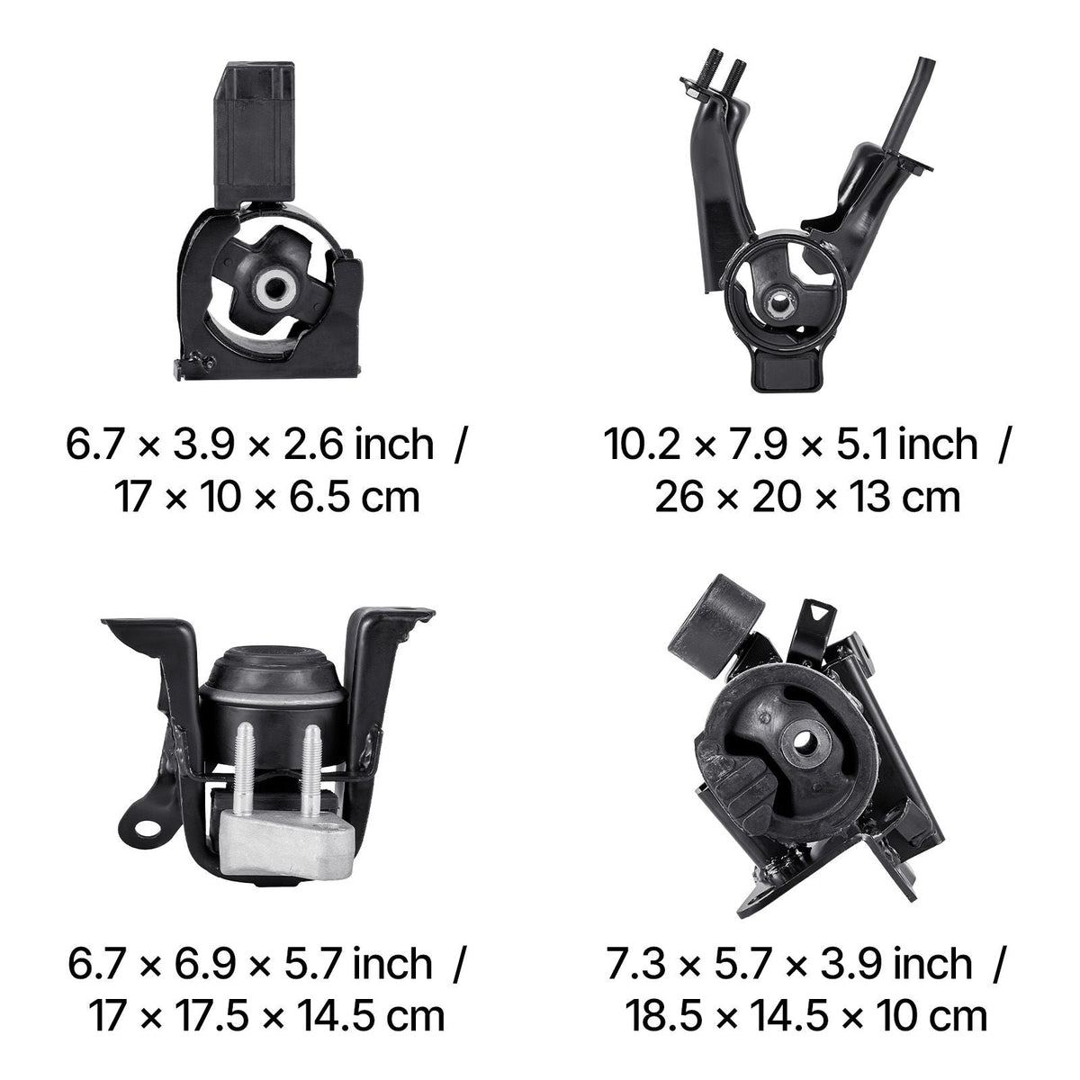 Engine and Transmission Motor Mount Kit Replacement, Set of 4, Compatible with 2003–2008 Toyota Corolla 1.8L L4, Replace OE# A4220, A4219, A4218, A4221, Secure Support