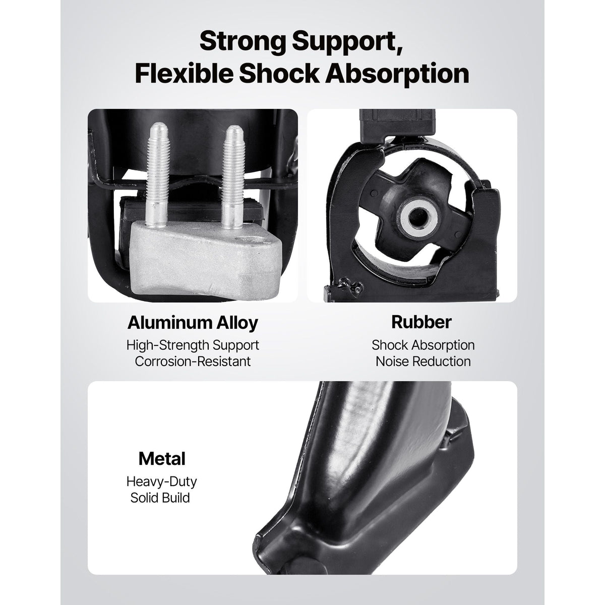 Engine and Transmission Motor Mount Kit Replacement, Set of 4, Compatible with 2003–2008 Toyota Corolla 1.8L L4, Replace OE# A4220, A4219, A4218, A4221, Secure Support