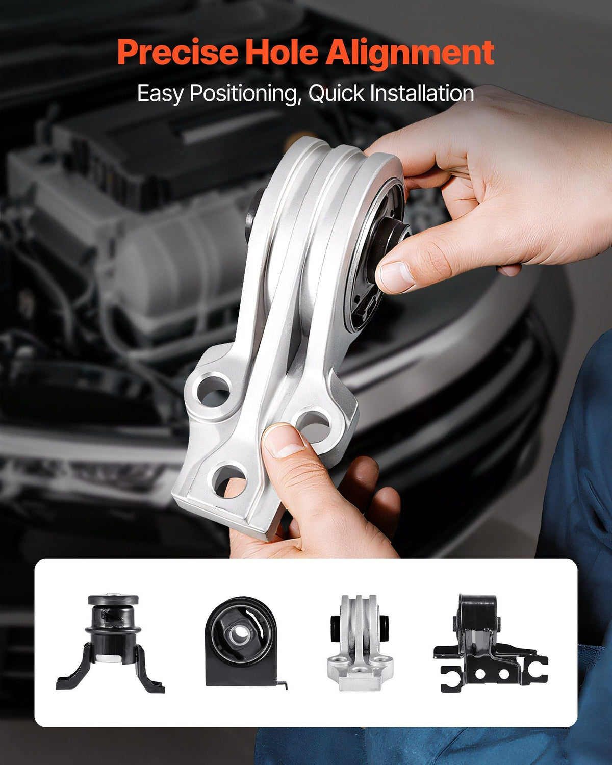 Engine Motor Mount and Transmission Mount Kit Replacement, Set of 4, Compatible with 2009–2012 Ford Escape 2.5L L4, Replace OE# A5446, A5481, A5412, A5441, Secure Support