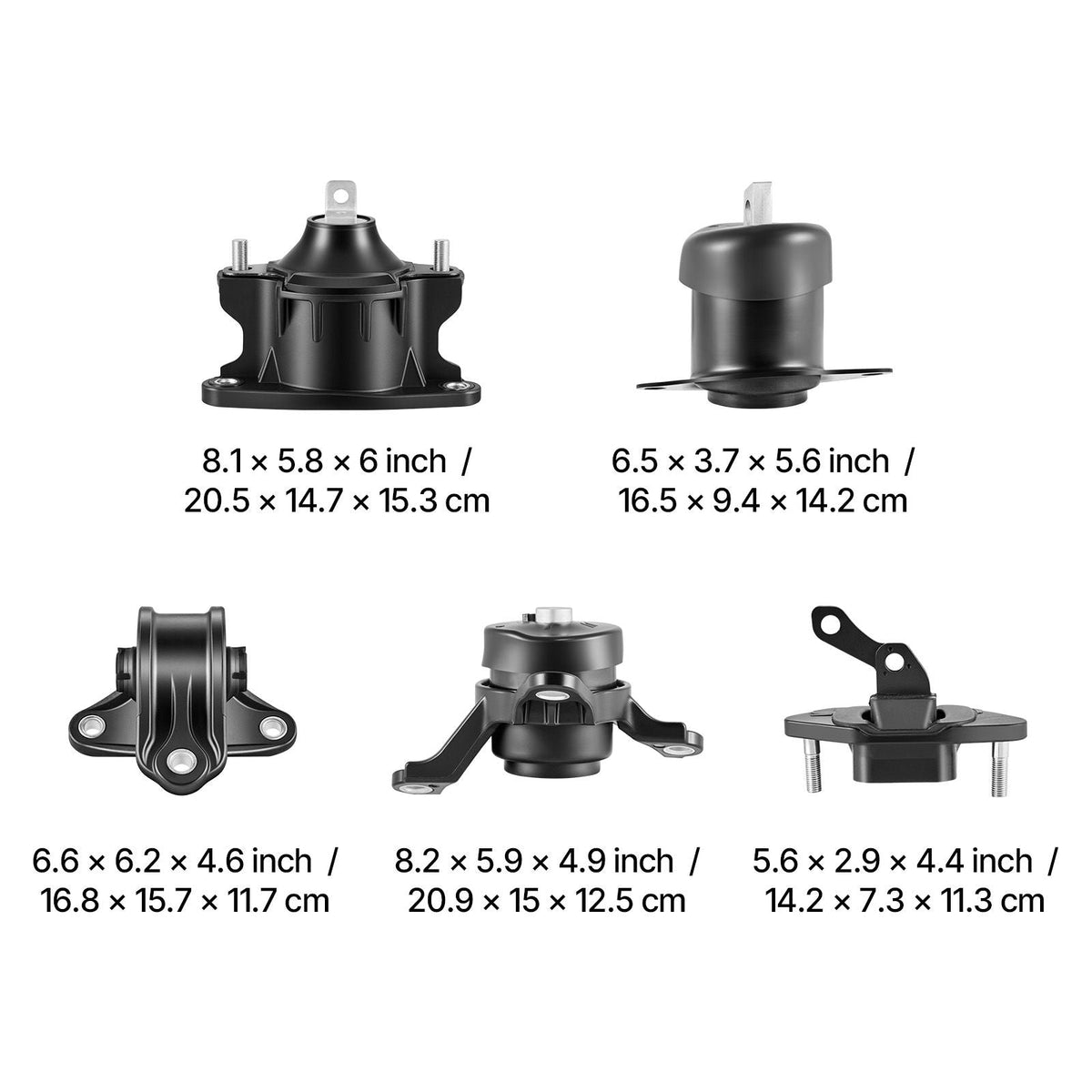Engine Motor Mount and Transmission Mount Kit Replacement, Set of 5, Compatible with 2008-2012 Honda Accord 2.4L L4 and 2009-2013 Acura TSX 2.4L, Replace OE# A4565 A4572 A4570 A4584 A4561