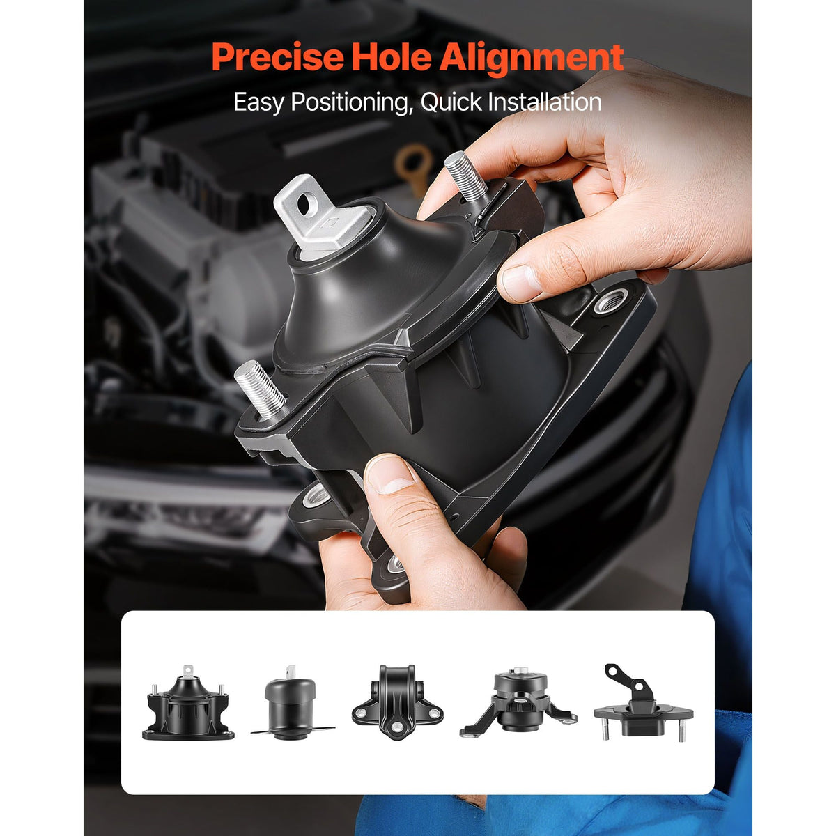 Engine Motor Mount and Transmission Mount Kit Replacement, Set of 5, Compatible with 2008-2012 Honda Accord 2.4L L4 and 2009-2013 Acura TSX 2.4L, Replace OE# A4565 A4572 A4570 A4584 A4561