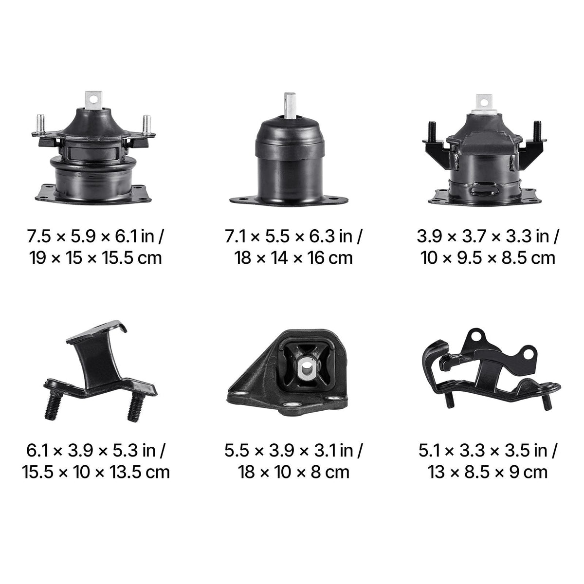 Engine Motor Mount and Transmission Mount Kit Replacement, Set of 6, Compatible with 2003–2007 Honda Accord 3.0L V6, Replace OE# A4526HY, A4517, A4527HY, A4524, A4544, A4525, Secure Support