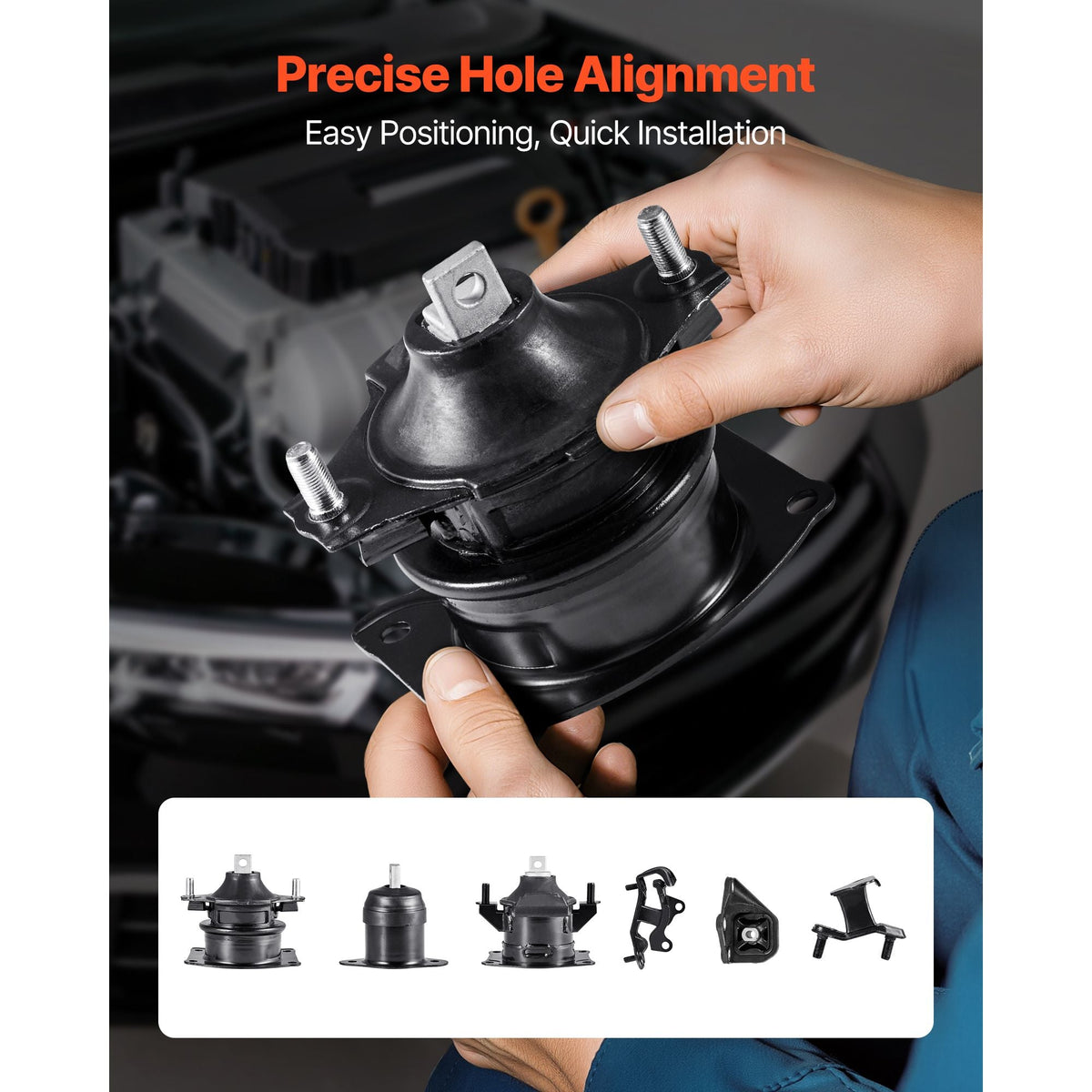 Engine Motor Mount and Transmission Mount Kit Replacement, Set of 6, Compatible with 2003–2007 Honda Accord 3.0L V6, Replace OE# A4526HY, A4517, A4527HY, A4524, A4544, A4525, Secure Support