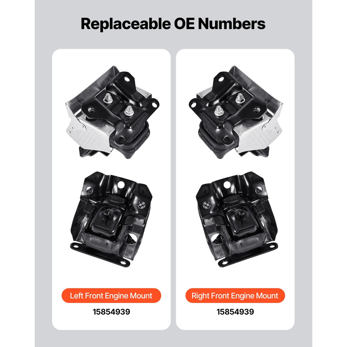 Engine Motor Mount Kit Replacement, Set of 2, Compatible with 2007–2013 Chevrolet Silverado 1500 5.3L V8, Replace OE# A5365, A5365, Secure Support, Left and Right Front Mounts
