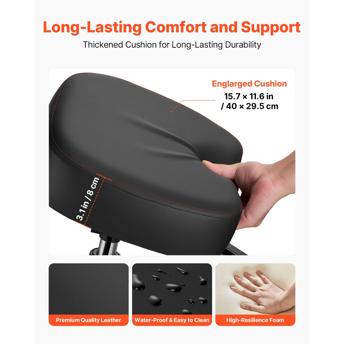 Ergonomic Kneeling Chair with Backrest & Wheels, Mobile X-Shaped Posture Knee Chair with Adjustable Height & Thick Foam Cushions, Relief for Neck or Back Pain for Home, Office, Meditation, Black
