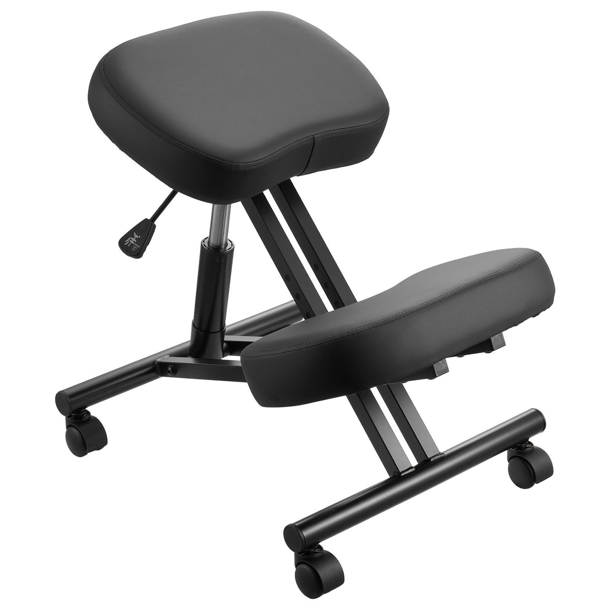 Ergonomic Kneeling Chair with Wheels, Mobile X-Shaped Posture Knee Chair with Adjustable Height & Thick Foam Cushions, Natural Relief for Neck or Back Pain for Home, Office or Meditation, Black