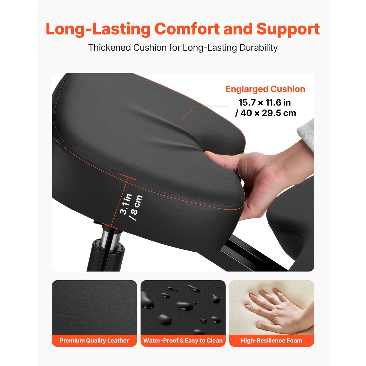 Ergonomic Kneeling Chair with Wheels, Mobile X-Shaped Posture Knee Chair with Adjustable Height & Thick Foam Cushions, Natural Relief for Neck or Back Pain for Home, Office or Meditation, Black
