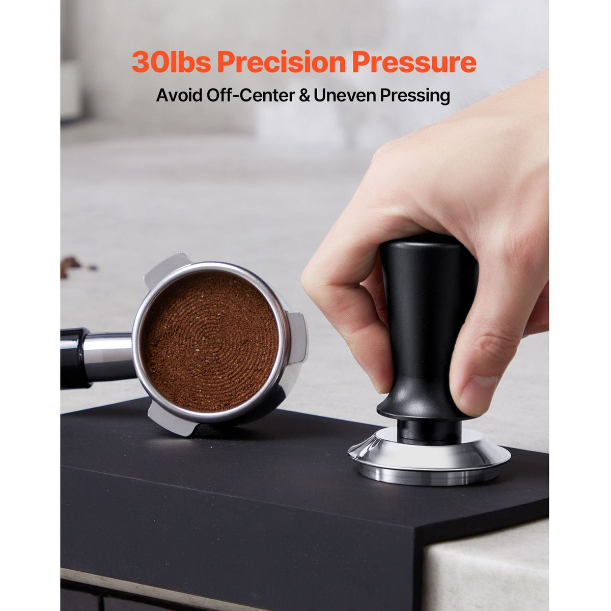 Espresso Tamper 58mm, Spring Loaded Coffee Tamper, 30 lbs Tamper Tool Espresso, Stainless Tamper with Non-Slip Grip