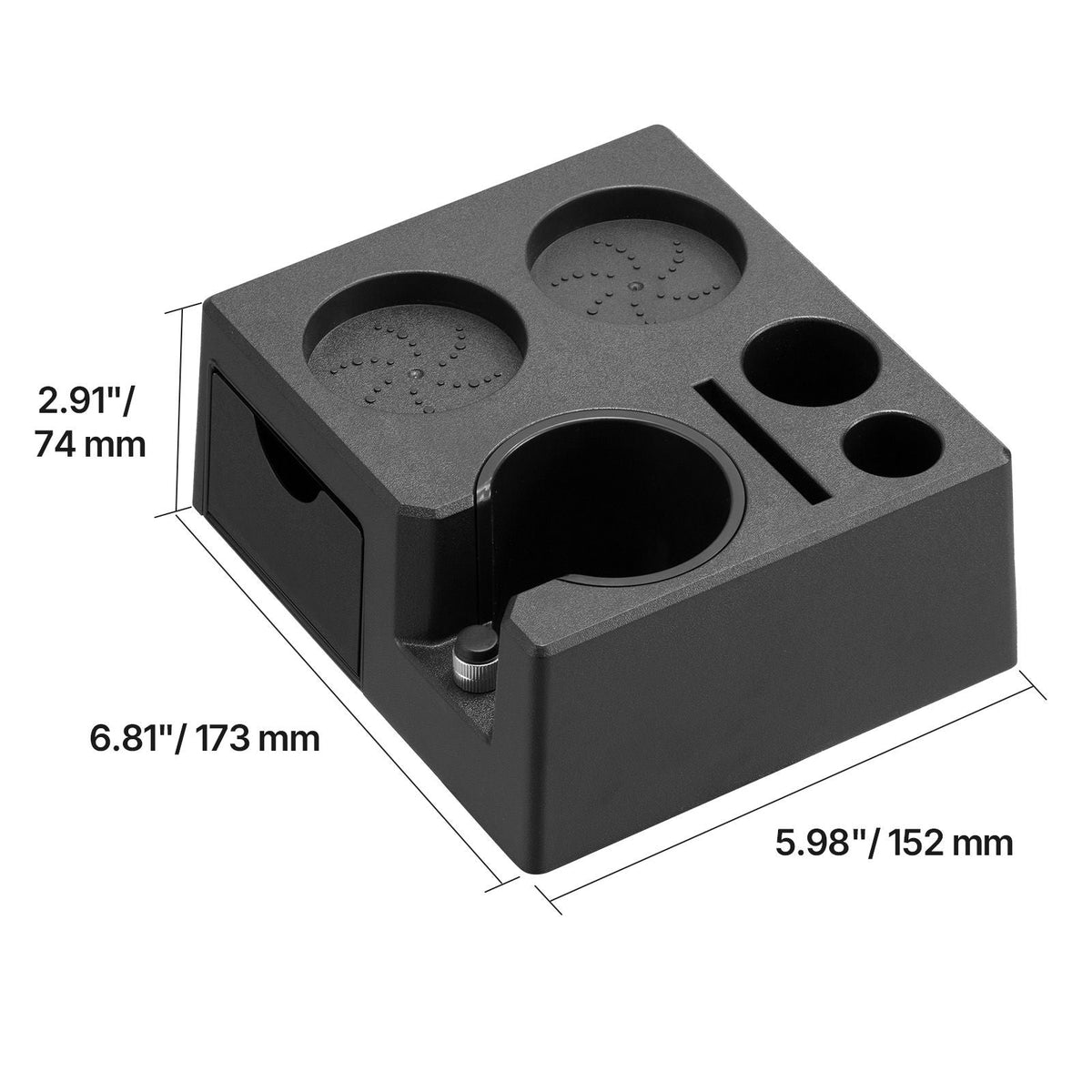 Espresso Tamping Station, ABS Material, 7-in-1 Multifunctional Tamping Station with Detachable Slot, Easy to Clean Espresso Knock Box with Non-Slip Base, Fits for 51-58 mm Handles