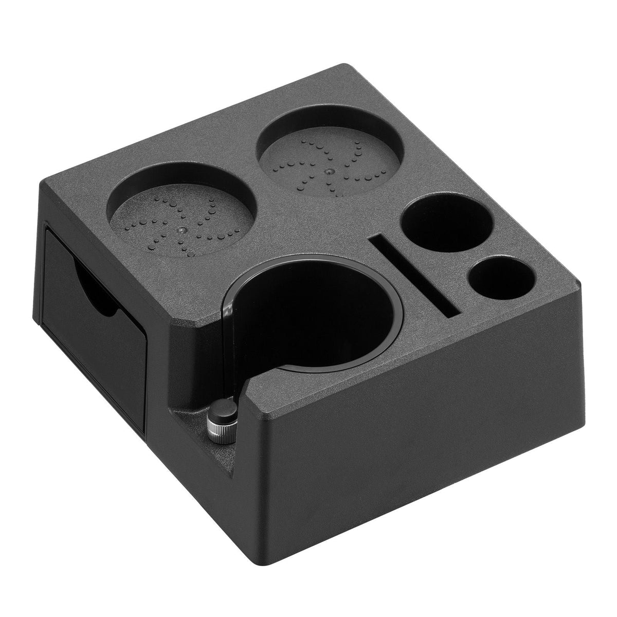 Espresso Tamping Station, ABS Material, 7-in-1 Multifunctional Tamping Station with Detachable Slot, Easy to Clean Espresso Knock Box with Non-Slip Base, Fits for 51-58 mm Handles
