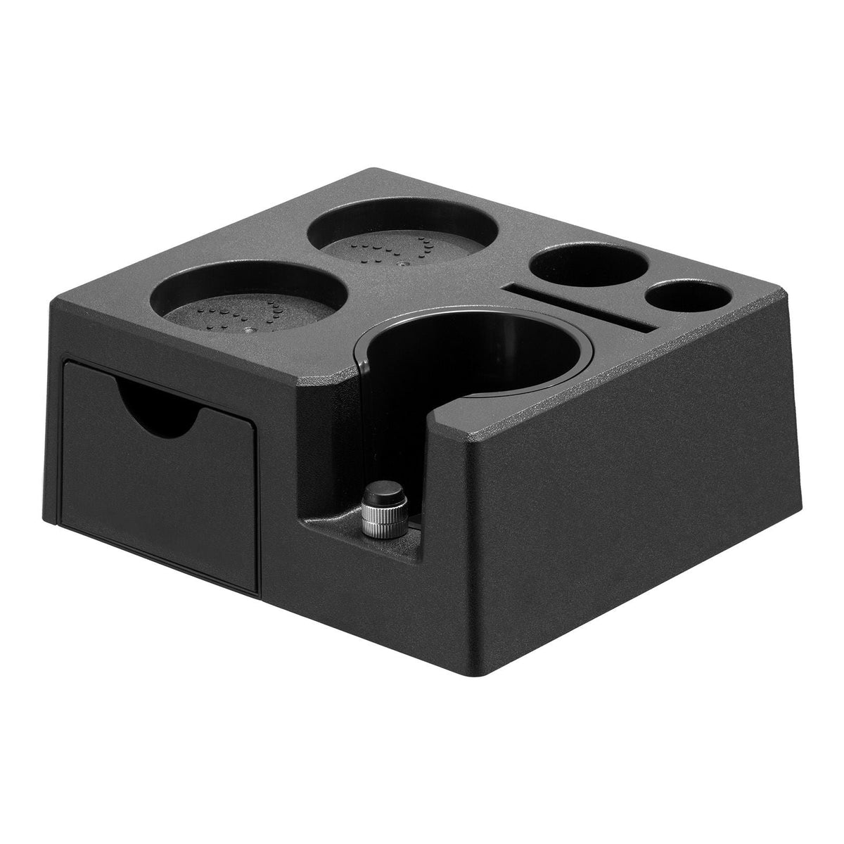 Espresso Tamping Station, ABS Material, 7-in-1 Multifunctional Tamping Station with Detachable Slot, Easy to Clean Espresso Knock Box with Non-Slip Base, Fits for 51-58 mm Handles