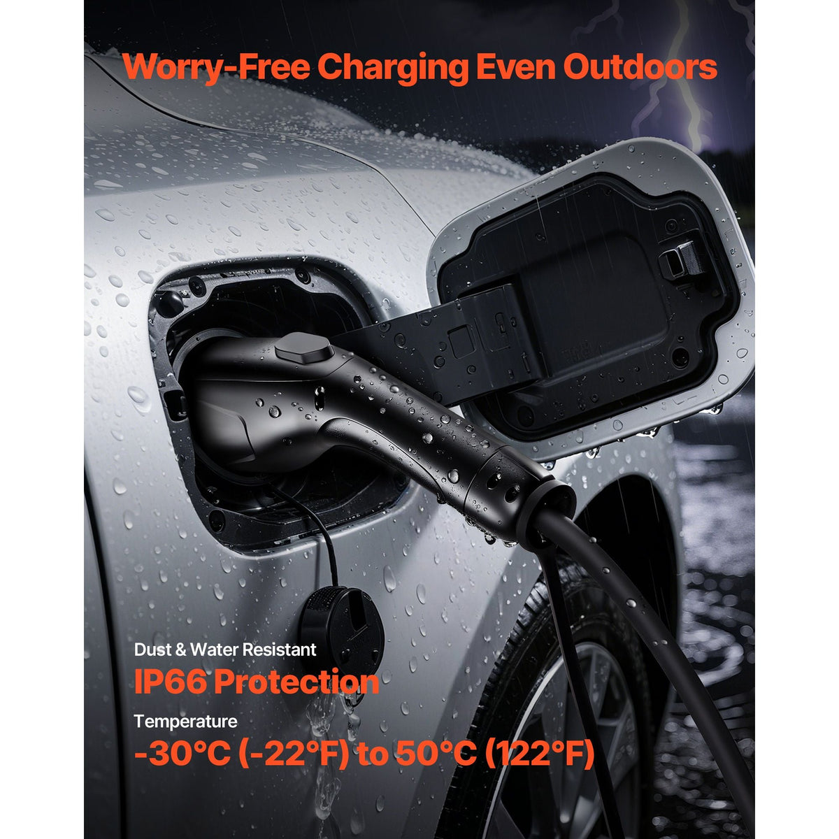 EV Charger Extension Cable, 32Amp 21 ft J1772 Extension Cord Compatible with 120V-240V SAE J1772 Electric Vehicle Chargers, Level 1/Level 2 IP66 Heavy Duty Car Charging Cable with Carrying Bag