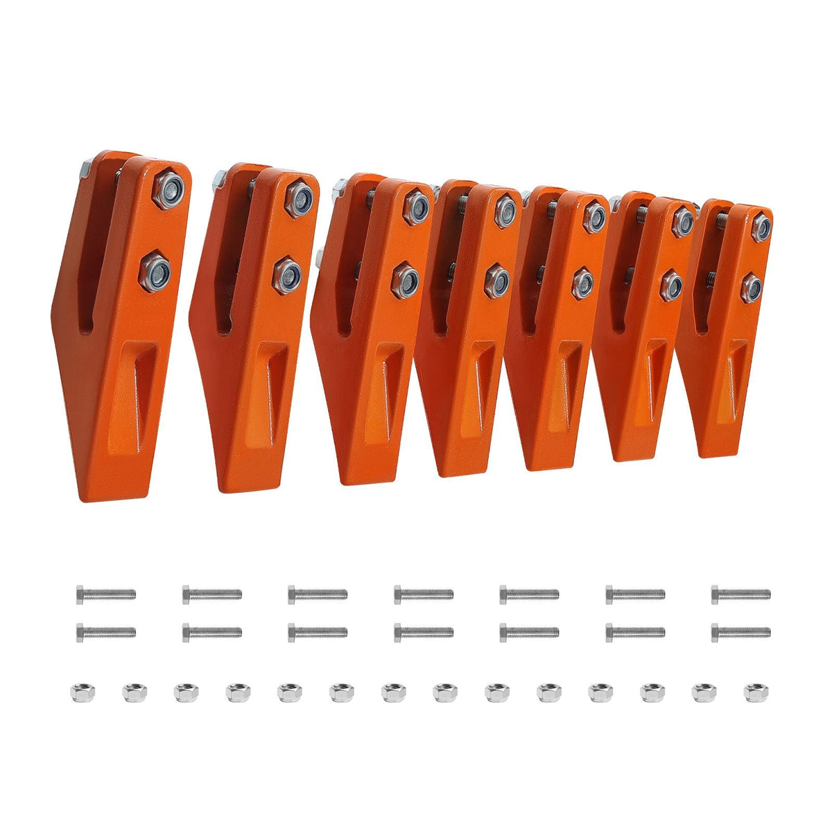 Excavator Bucket Teeth with Pins, 7 Pack 684447 Bucket Tooth Set Fits 5/8-in Buckets Edge, Heavy Duty 7.34 in Bolt on Digging Buckets Teeth Replacement for Skid Steer & Mini Excavator