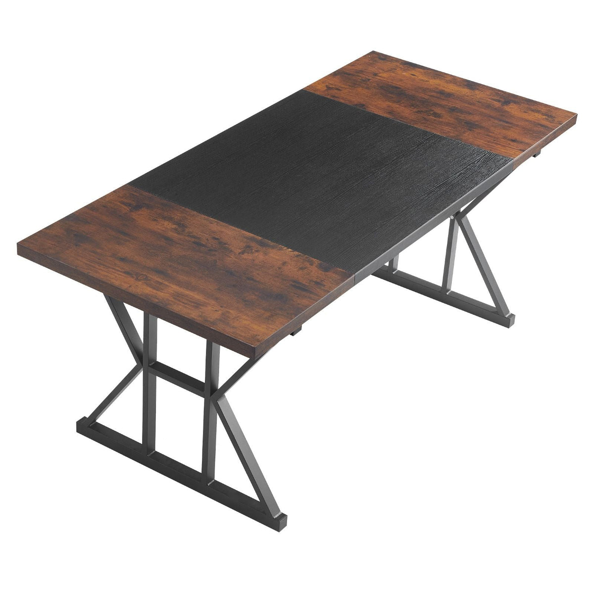 Executive Desk 70.9 x 31.5 inch, Large Computer Desk PC Workstation for Home Office, Modern Simple Wood Laptop Study Writing Table Metal Frame Business Furniture, Rustic Brown and Black