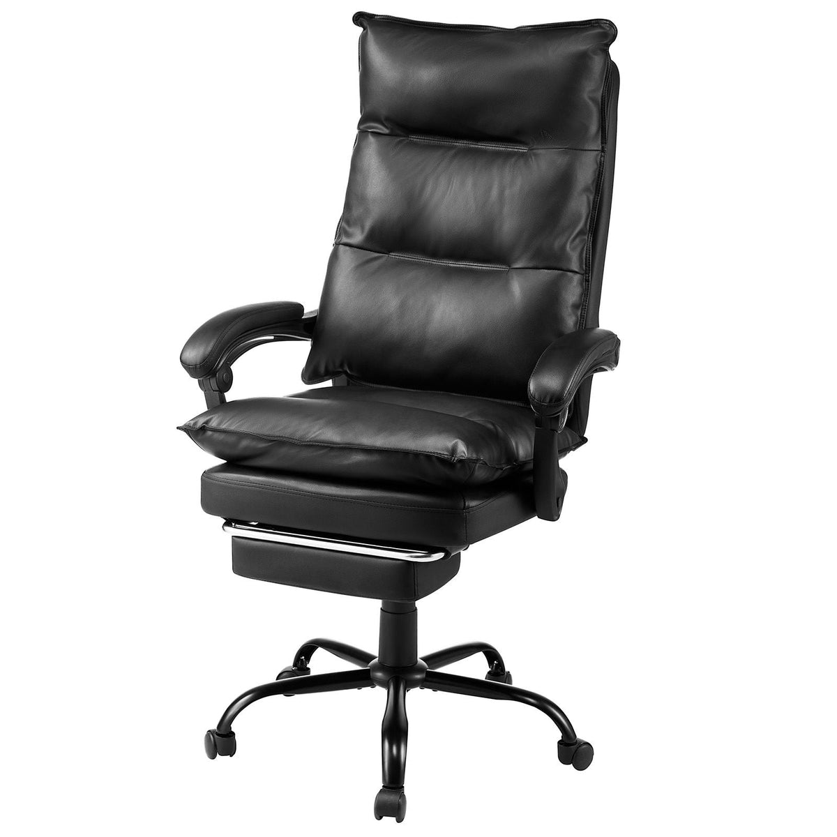 Executive Office Chair with Footrest, 400lb Capacity Office Chair with Lumbar Pillow, Heavy Duty Ergonomic Chair, Height Adjustable PU Leather Reclining Home Office Desk Chairs