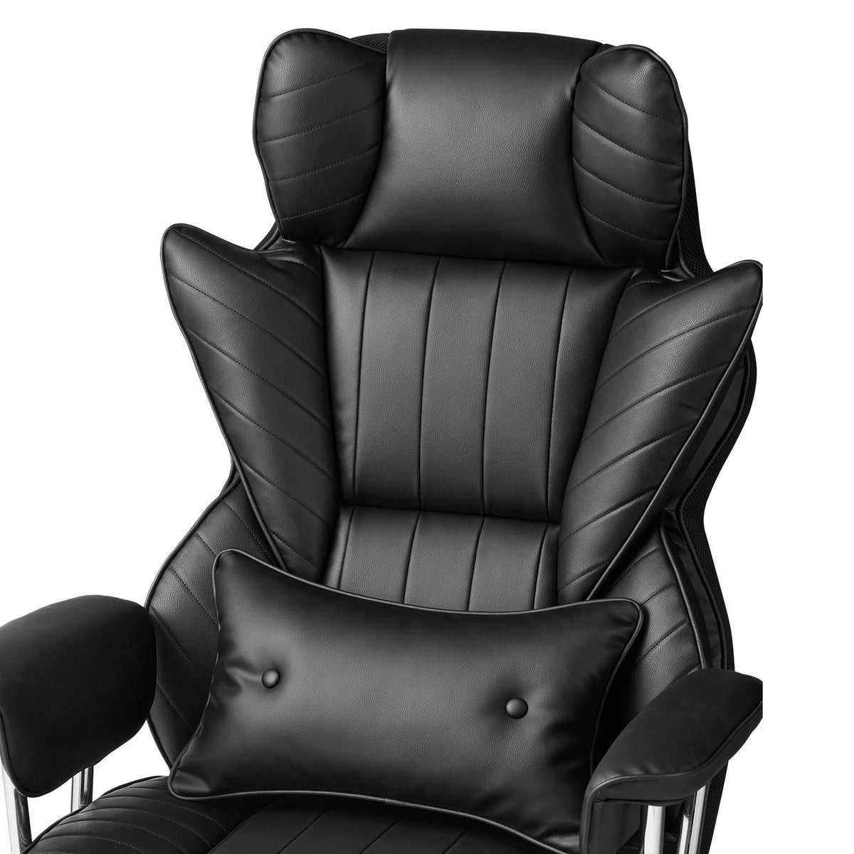 Executive Office Chair with Footrest, 400lb Capacity Office Chair with Lumbar Pillow & Removable Armrests, Heavy Duty Ergonomic Chair, PU Leather Reclining Home Office Desk Chairs, Black