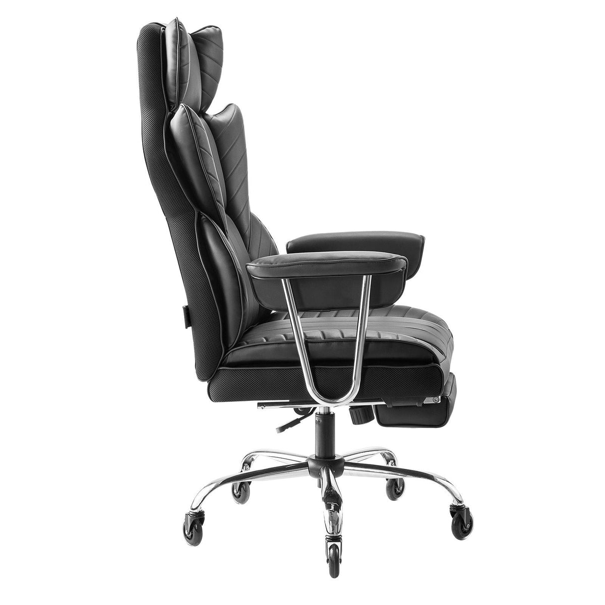 Executive Office Chair with Footrest, 400lb Capacity Office Chair with Lumbar Pillow & Removable Armrests, Heavy Duty Ergonomic Chair, PU Leather Reclining Home Office Desk Chairs, Black