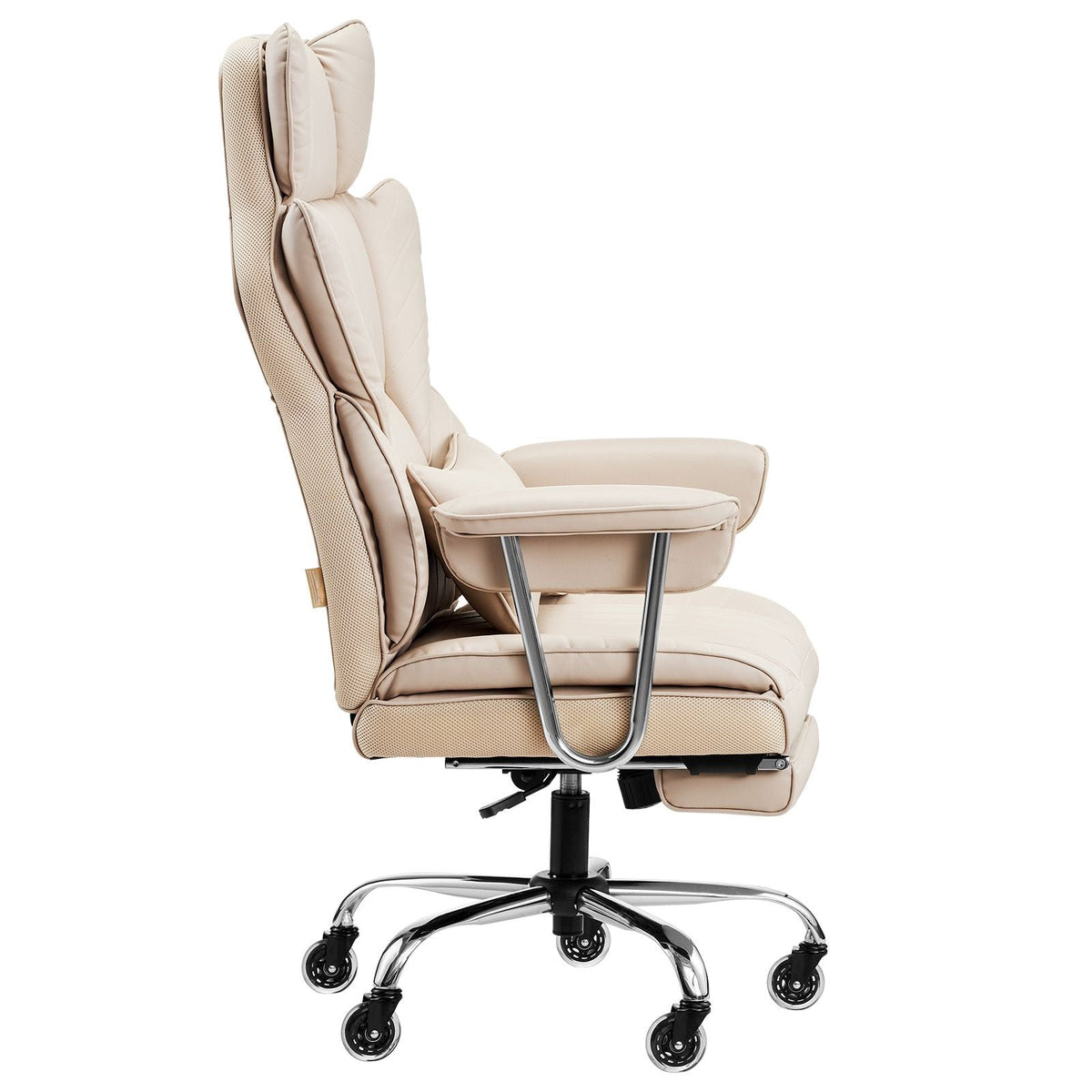 Executive Office Chair with Footrest, 400lb Capacity Office Chair with Lumbar Pillow & Removable Armrests, Heavy Duty Ergonomic Chair, PU Leather Reclining Home Office Desk Chairs, Brown