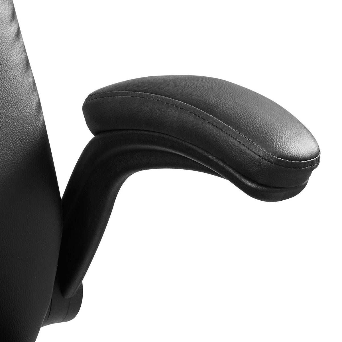 Executive Office Chair with Lumbar Support, 300lb Capacity Office Chair with Flip-up Armrests & Lumbar Pillow, Height Adjustable Ergonomic Chair, PU Leather Reclining Home Office Desk Chairs