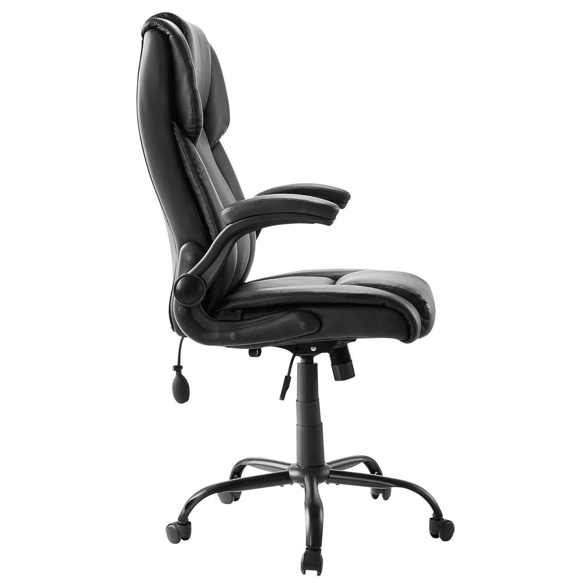 Executive Office Chair with Lumbar Support, 300lb Capacity Office Chair with Flip-up Armrests & Lumbar Pillow, Height Adjustable Ergonomic Chair, PU Leather Reclining Home Office Desk Chairs