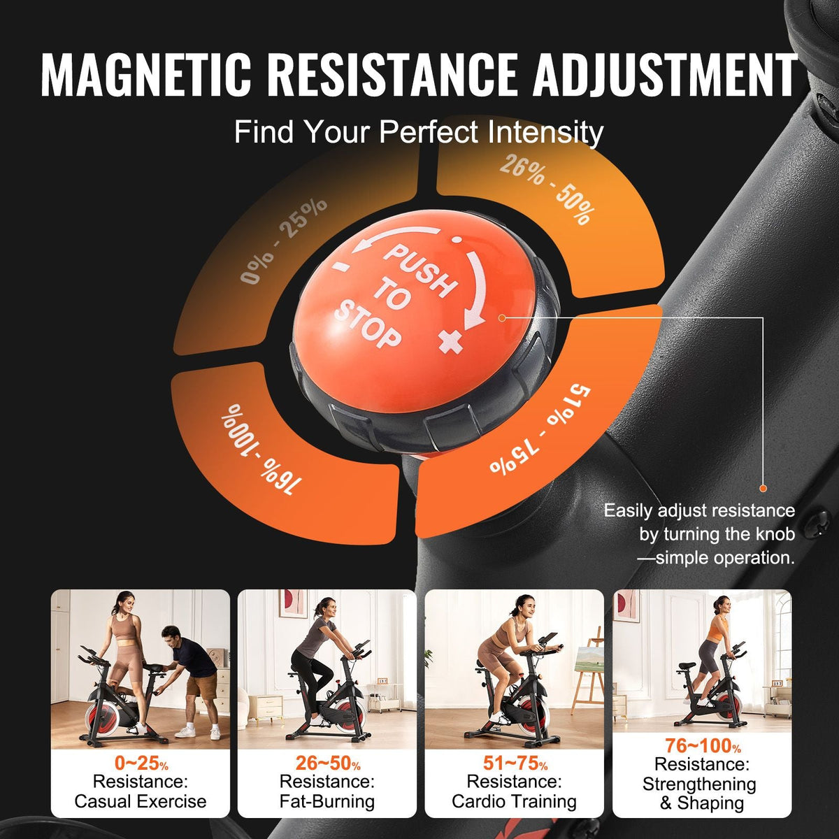 Exercise Bike, Adjustable Magnetic Resistance Stationary Bike, Indoor Cycling Bike for Home Cardio, Workout Bike with Silent Belt Drive, Comfortable Seat Cushion, LCD Monitor, and Heavy Flywheel