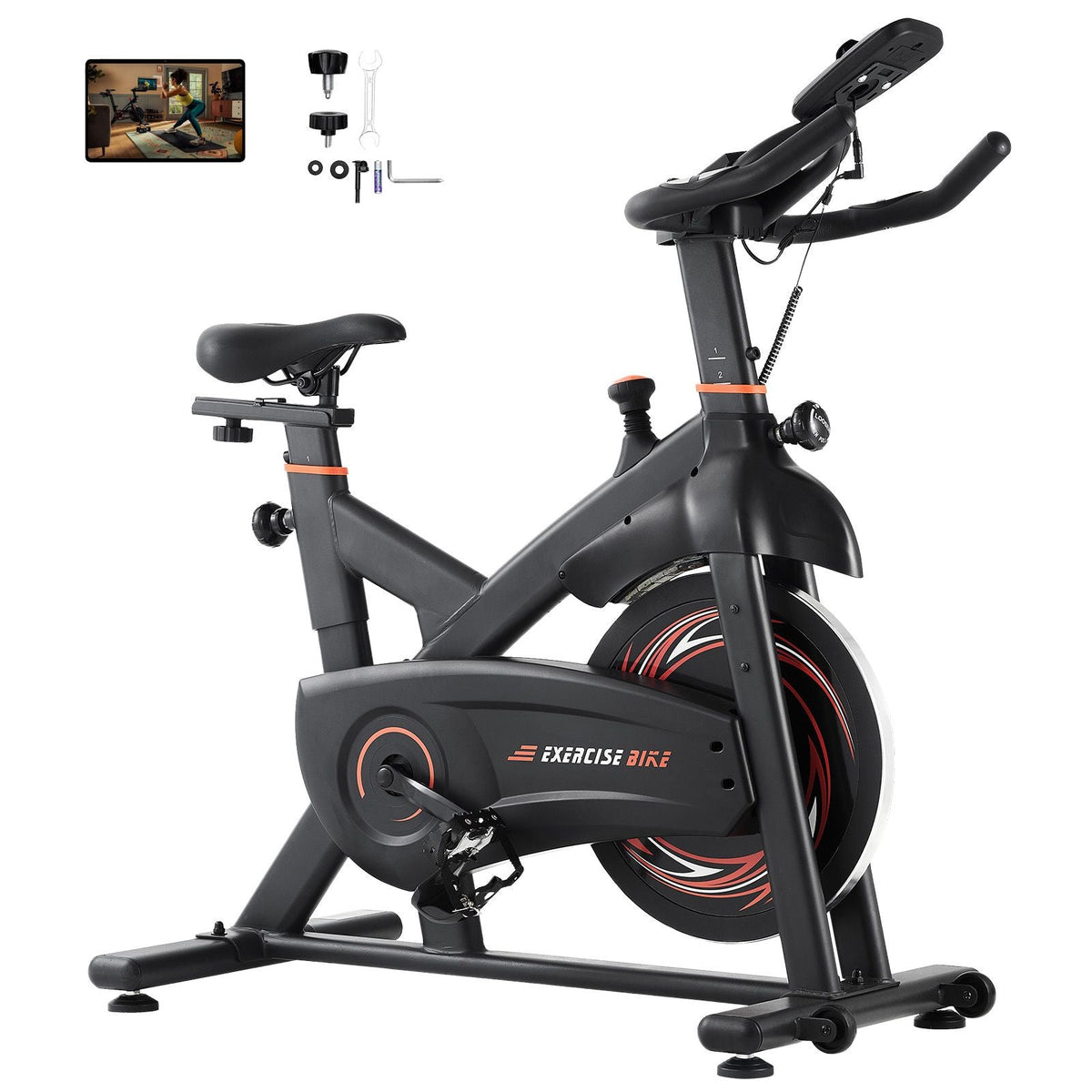 Exercise Bike, Adjustable Magnetic Resistance Stationary Bike, Indoor Cycling Bike for Home Cardio, Workout Bike with Silent Belt Drive, Comfortable Seat Cushion, LCD Monitor, and Heavy Flywheel