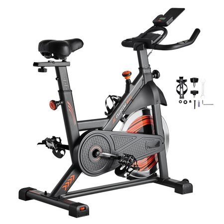 Exercise Bike, Adjustable Magnetic Resistance Stationary Bike, Indoor Cycling Bike for Home Cardio, Workout Bike with Silent Belt Drive, Comfortable Seat Cushion, LCD Monitor, and Heavy Flywheel