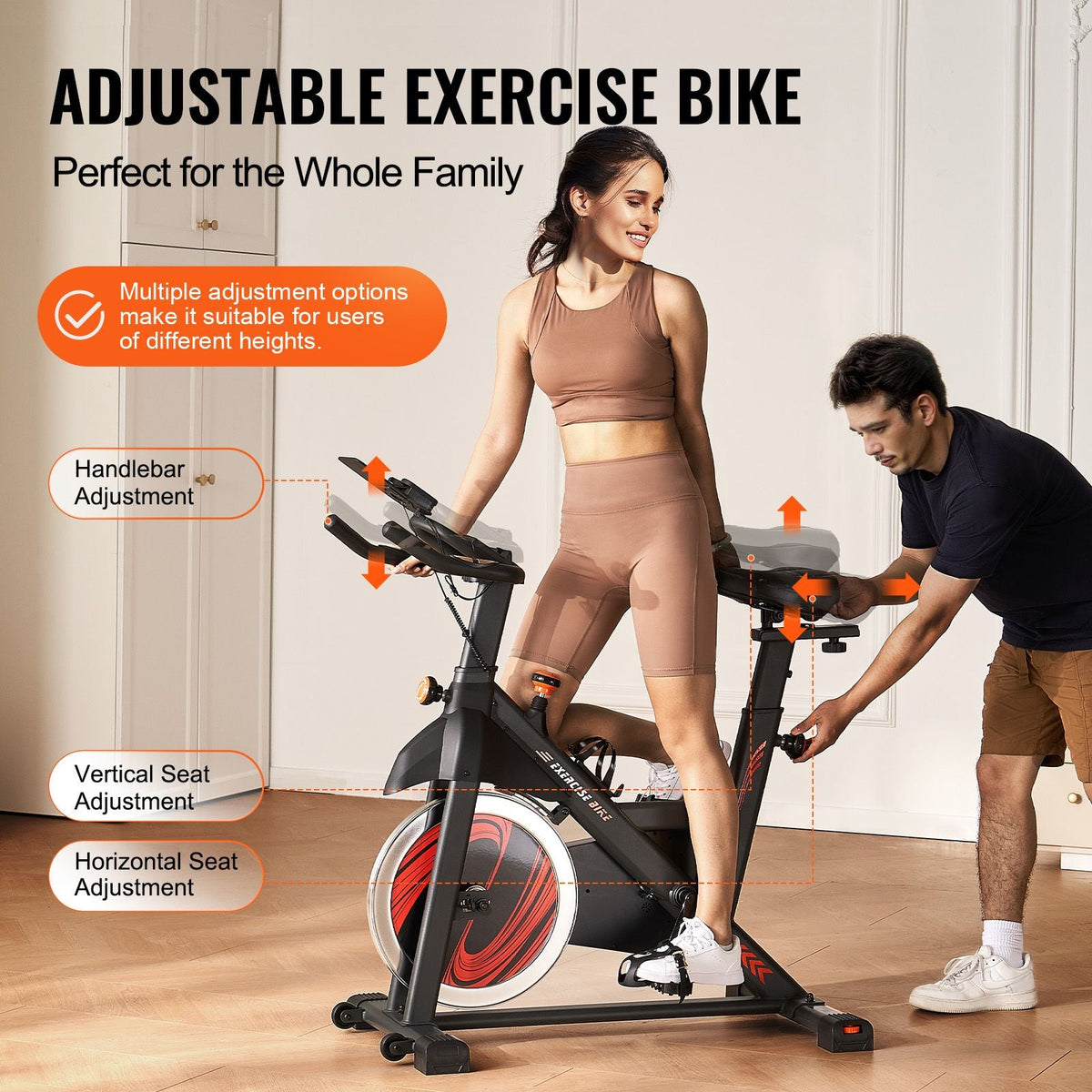 Exercise Bike, Adjustable Magnetic Resistance Stationary Bike, Indoor Cycling Bike for Home Cardio, Workout Bike with Silent Belt Drive, Comfortable Seat Cushion, LCD Monitor, and Heavy Flywheel