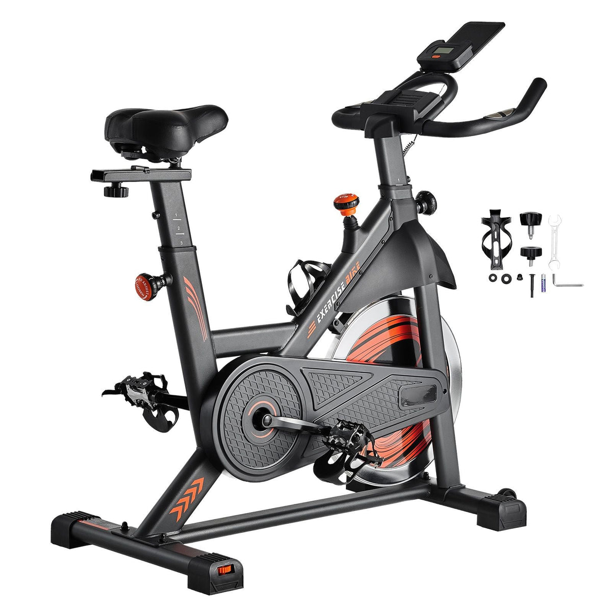 Exercise Bike, Adjustable Magnetic Resistance Stationary Bike, Indoor Cycling Bike for Home Cardio, Workout Bike with Silent Belt Drive, Comfortable Seat Cushion, LCD Monitor, and Heavy Flywheel