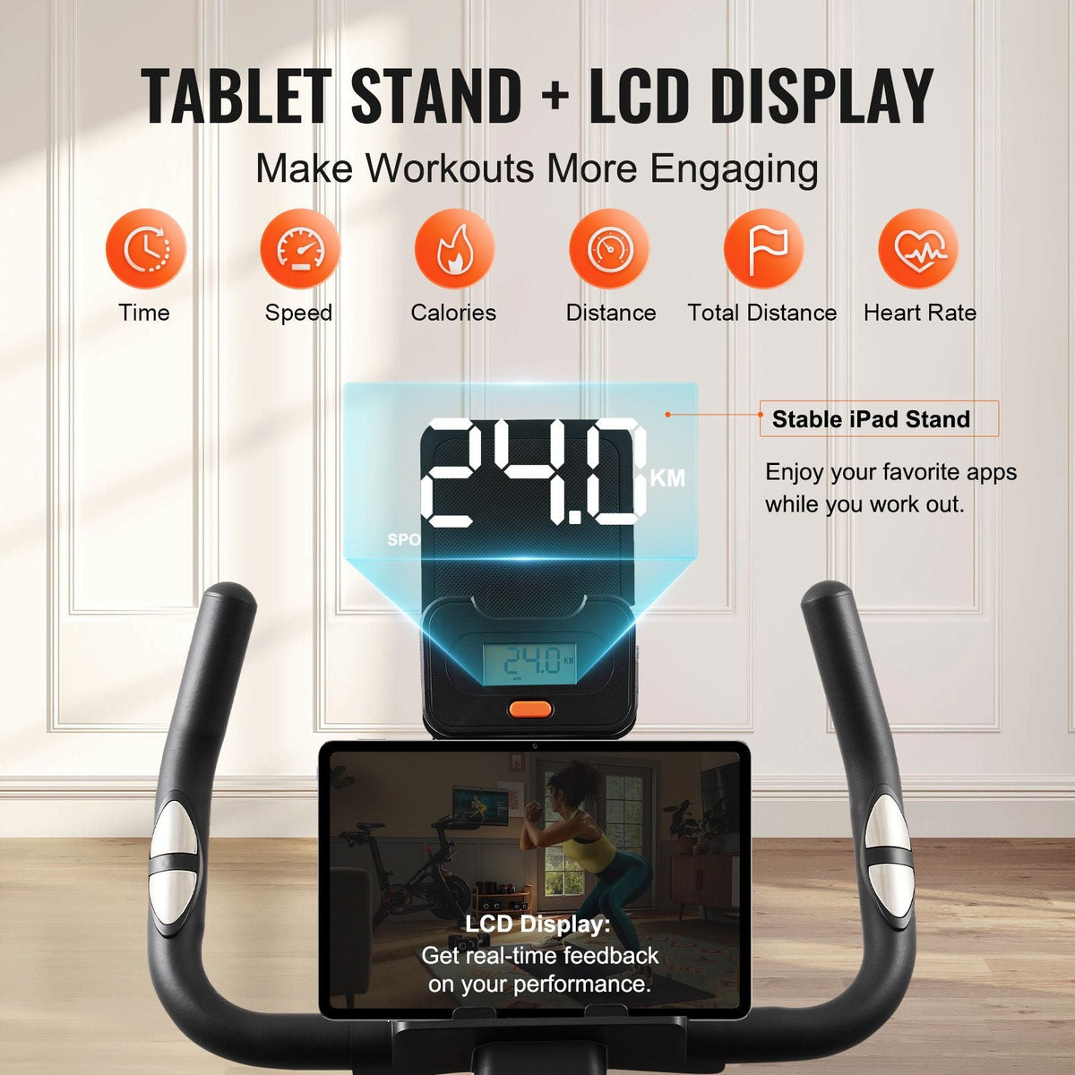 Exercise Bike, Adjustable Magnetic Resistance Stationary Bike, Indoor Cycling Bike for Home Cardio, Workout Bike with Silent Belt Drive, Comfortable Seat Cushion, LCD Monitor, and Heavy Flywheel