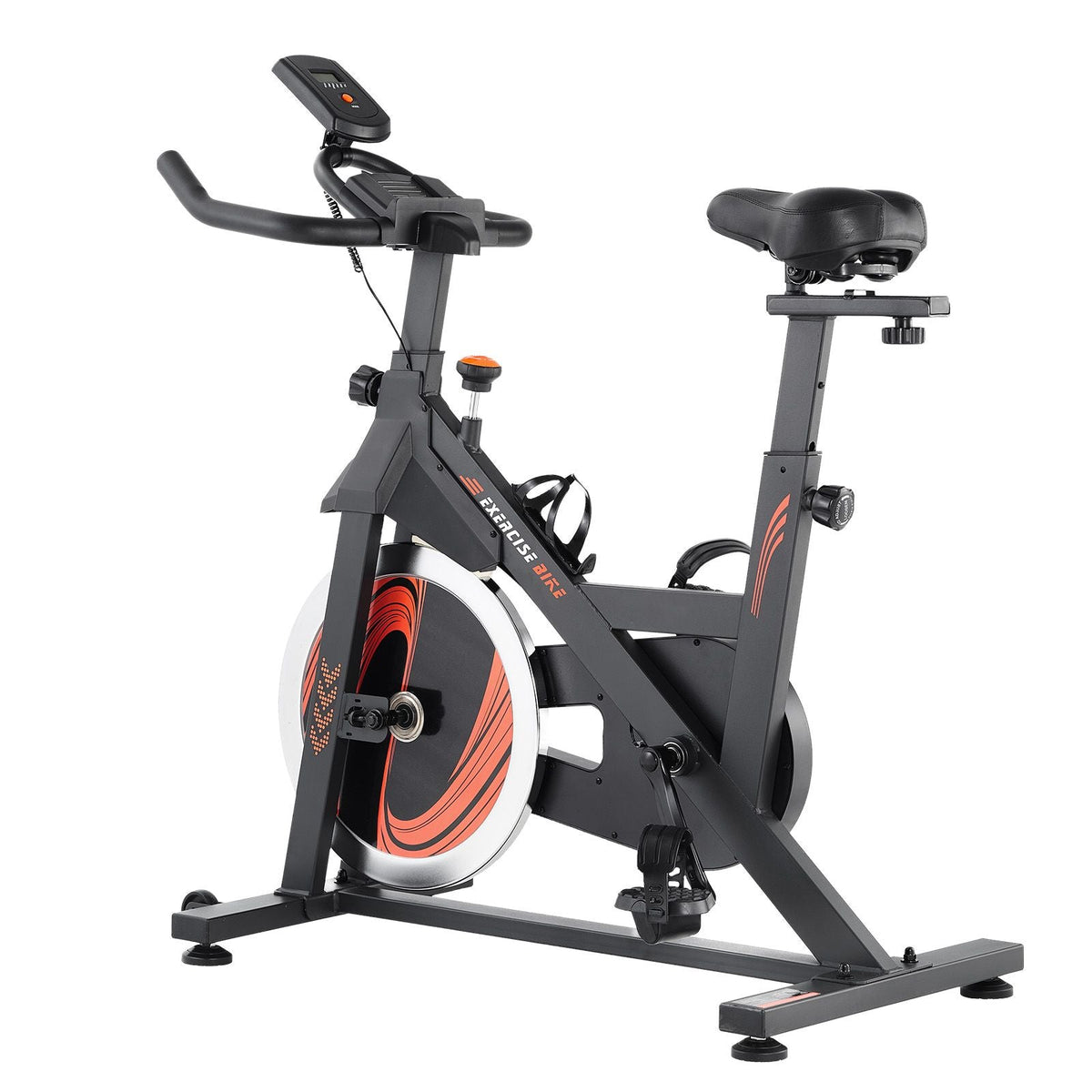 Exercise Bike, Adjustable Stationary Bike, Indoor Cycling Bike for Home Cardio, Workout Bike with Silent Belt Drive, Comfortable Seat Cushion, LCD Monitor, and Heavy Flywheel