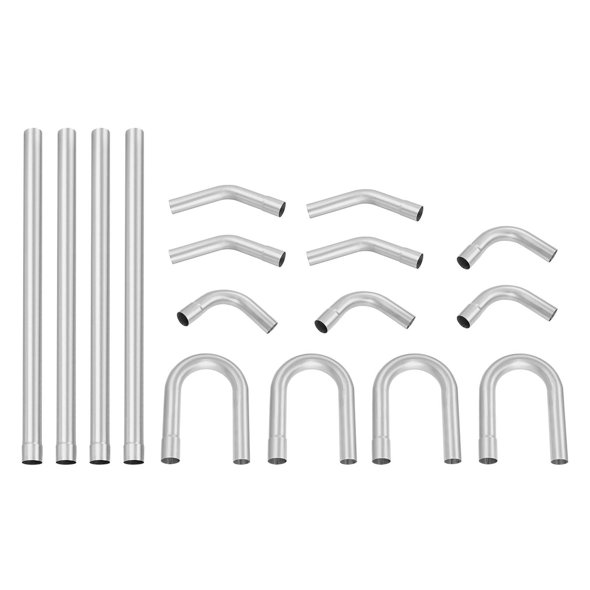 Exhaust Kit, 16pcs, DIY Universal Galvanized Steel Exhaust Kit with Slip-Fit Joint & Large Exhaust Tube, Rust-Proof Exhaust Pipe for Exhaust System, Fit for Garage/Auto Repair Store/4S Store