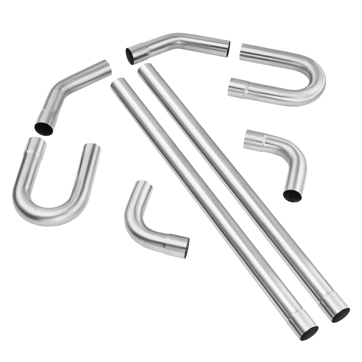 Exhaust Kit, 8 Pieces, DIY Universal Galvanized Steel Exhaust Kit with Slip-Fit Joint & Large Exhaust Tube, Rust-Proof Exhaust Pipe for Exhaust System, Fit for Garage/Auto Repair Store/4S Store