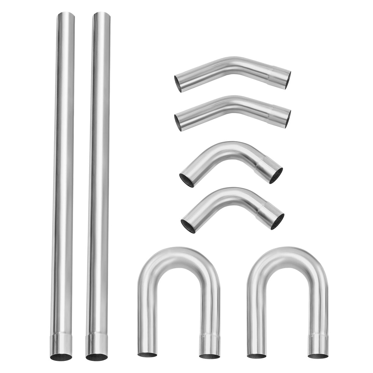 Exhaust Kit, 8 Pieces, DIY Universal Galvanized Steel Exhaust Kit with Slip-Fit Joint & Large Exhaust Tube, Rust-Proof Exhaust Pipe for Exhaust System, Fit for Garage/Auto Repair Store/4S Store