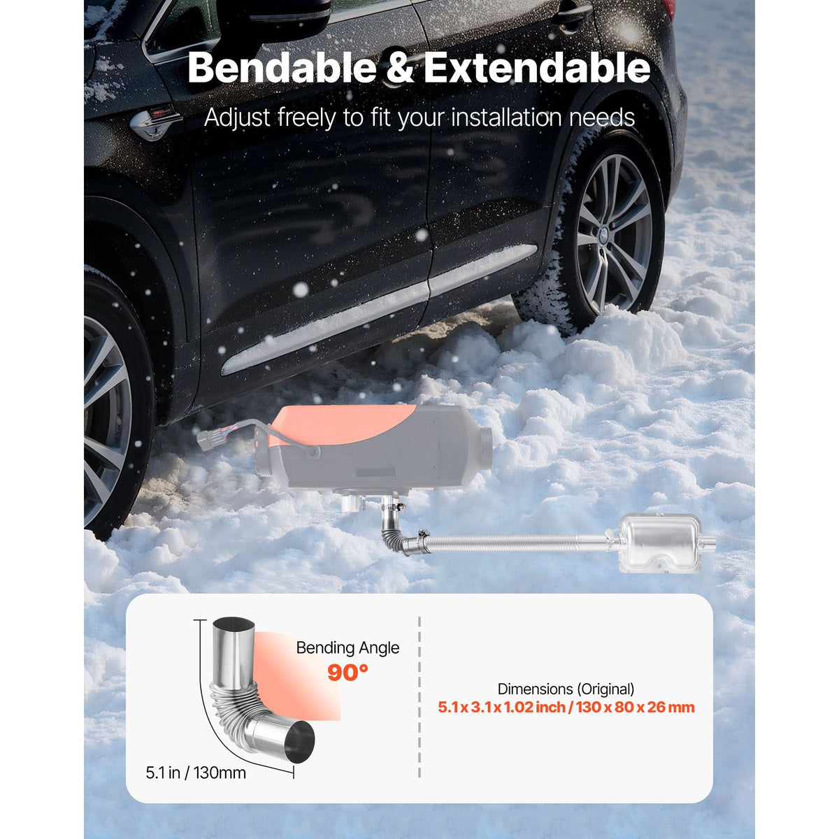Exhaust Pipe Tube Elbow Connector, 0.98 inch Diesel Heater Exhaust Elbow, Air Parking Heater Exhausts Pipe Tube Elbows Connector 2 Clamps for 2KW 5KW 8KW Diesel Heater, 201 Stainless Steel