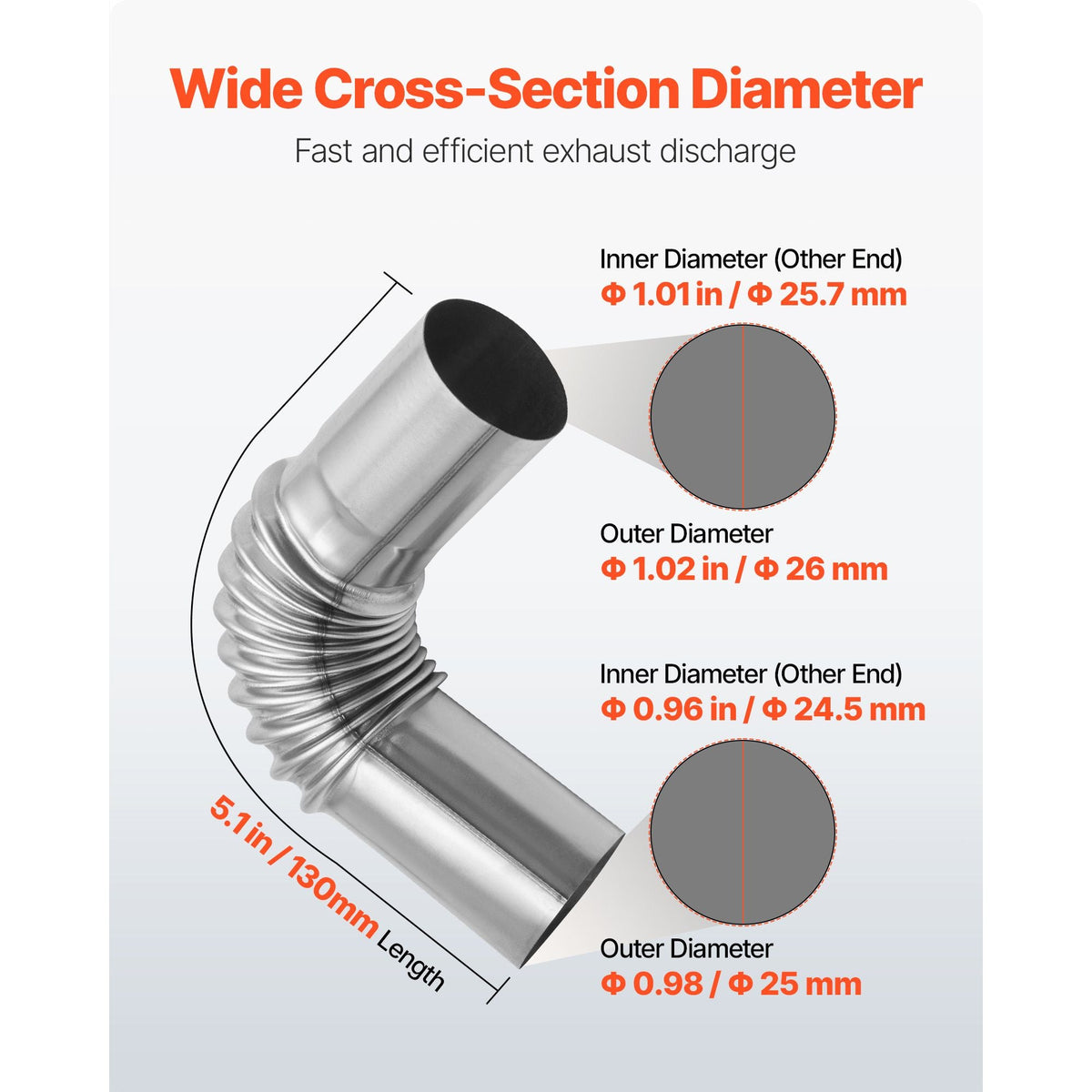 Exhaust Pipe Tube Elbow Connector, 0.98 inch Diesel Heater Exhaust Elbow, Air Parking Heater Exhausts Pipe Tube Elbows Connector 2 Clamps for 2KW 5KW 8KW Diesel Heater, 201 Stainless Steel