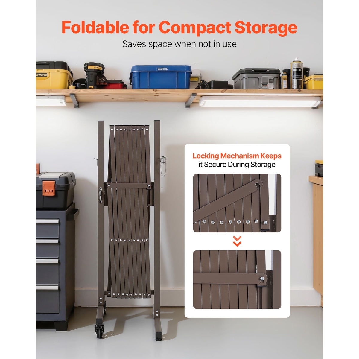 Expandable Barricade, 10FT Expandable Safety Barrier, Flexible Mobile Barricade with Locking Casters, Portable Folding Security Gate Metal Traffic Fence for Patio Garden Stairway