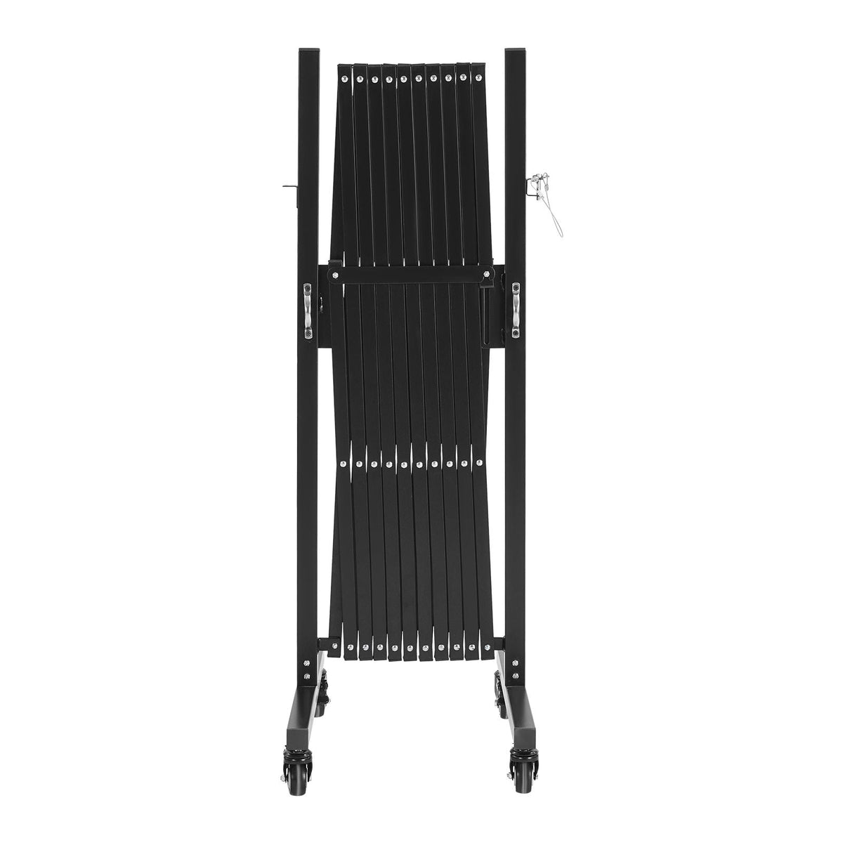 Expandable Barricade, 11FT Expandable Safety Barrier, Flexible Mobile Barricade with Locking Casters, Portable Folding Security Gate Metal Traffic Fence for Patio Garden Stairway
