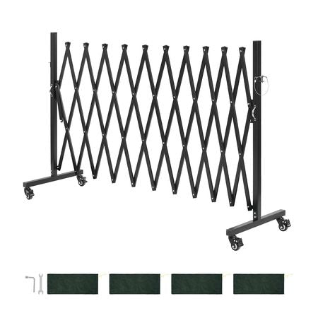Expandable Barricade, 11FT Expandable Safety Barrier, Flexible Mobile Barricade with Locking Casters, Portable Folding Security Gate Metal Traffic Fence for Patio Garden Stairway