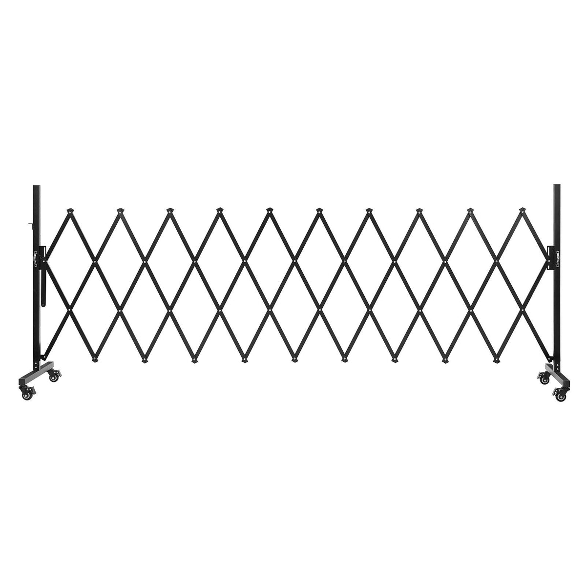 Expandable Barricade, 11FT Expandable Safety Barrier, Flexible Mobile Barricade with Locking Casters, Portable Folding Security Gate Metal Traffic Fence for Patio Garden Stairway