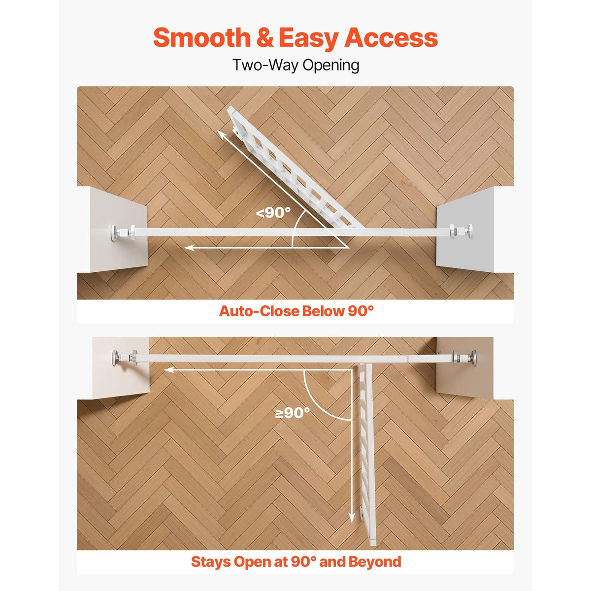 Extra Tall Pet Gate for Cats, 28-34 in Adjustable Width, 78.7 in High Dog Gate, with Pressure Mount Kit and Wall Mount Kit, 1.2 in Narrow Bar Spacing, for Stairs, Doorways, and House, White