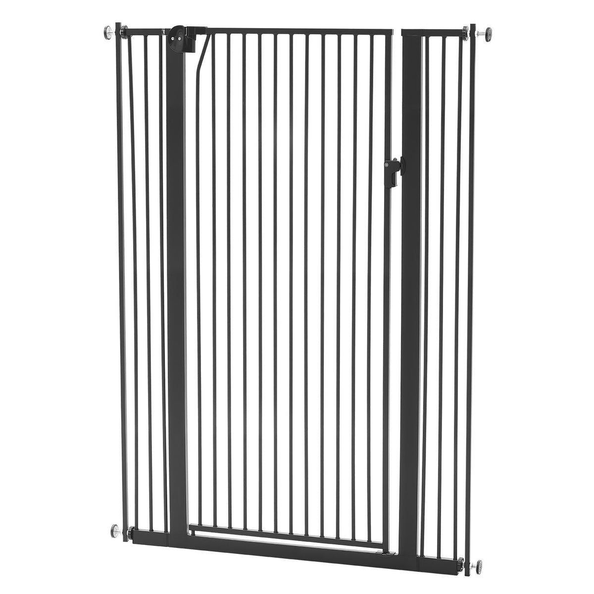 Extra Tall Pet Gate for Cats, 29-41 in Adjustable Width, 56 in High Dog Gate, with Pressure Mount Kit and Wall Mount Kit, 1.3 in Narrow Bar Spacing, for Stairs, Doorways, and House, Black