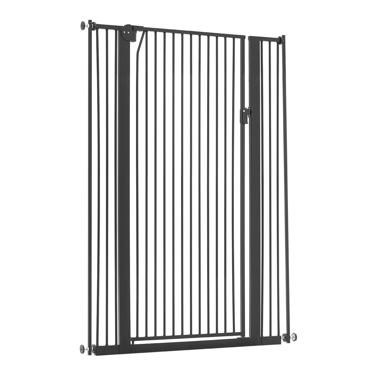Extra Tall Pet Gate for Cats, 29-41 in Adjustable Width, 56 in High Dog Gate, with Pressure Mount Kit and Wall Mount Kit, 1.3 in Narrow Bar Spacing, for Stairs, Doorways, and House, Black