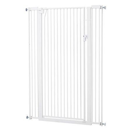 Extra Tall Pet Gate for Cats, 29-41 in Adjustable Width, 56 in High Dog Gate, with Pressure Mount Kit and Wall Mount Kit, 1.3 in Narrow Bar Spacing, for Stairs, Doorways, and House, White