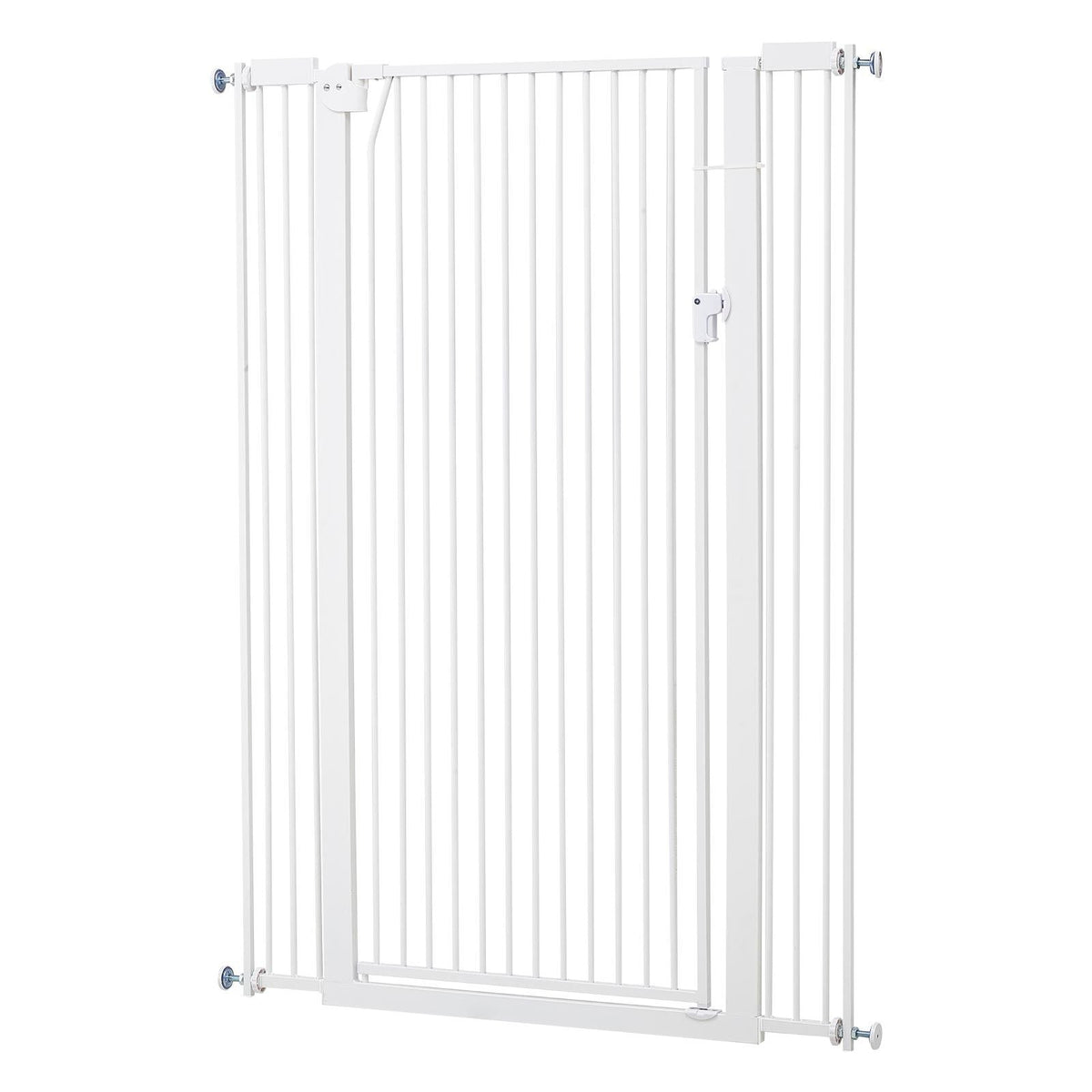 Extra Tall Pet Gate for Cats, 29-41 in Adjustable Width, 56 in High Dog Gate, with Pressure Mount Kit and Wall Mount Kit, 1.3 in Narrow Bar Spacing, for Stairs, Doorways, and House, White