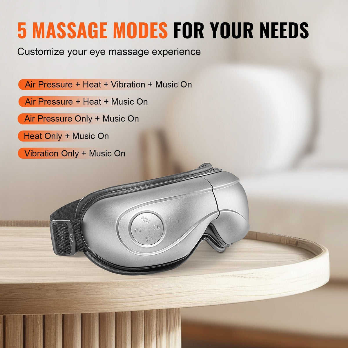Eye Massager with Heat, Heated Eye Massage Mask with 5 Modes and Bluetooth Music, 180° Foldable Eye Care Massager for Migraines, Eye Strain, Dark Circles, Ideal Gift for Mom/Dad, Gray