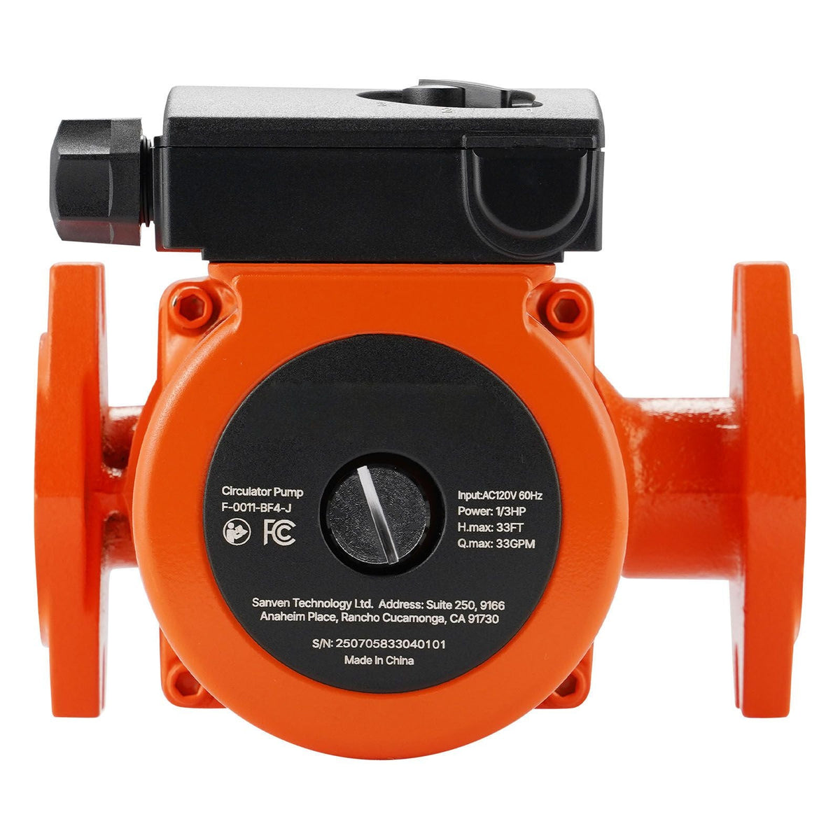 F-0011-BF4-J Cast Iron Circulator Pump, 33 GPM, AC 120V 33 ft Hot Water Recirculating Circulation Pump, 1-1/4 in Flange Connection, 3-Speed Adjustment, Quiet Operation, for Home Heating System