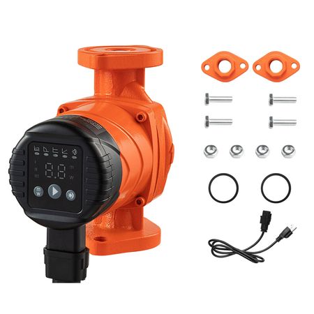F-007E-1F1 High Efficiency Circulator Pump, 16 GPM, 120V 20 ft Cast Iron Hot Water Recirculating Circulation Pump, 1 in Flange Connection, Check Valve, Quiet Operation, for Home Heating System